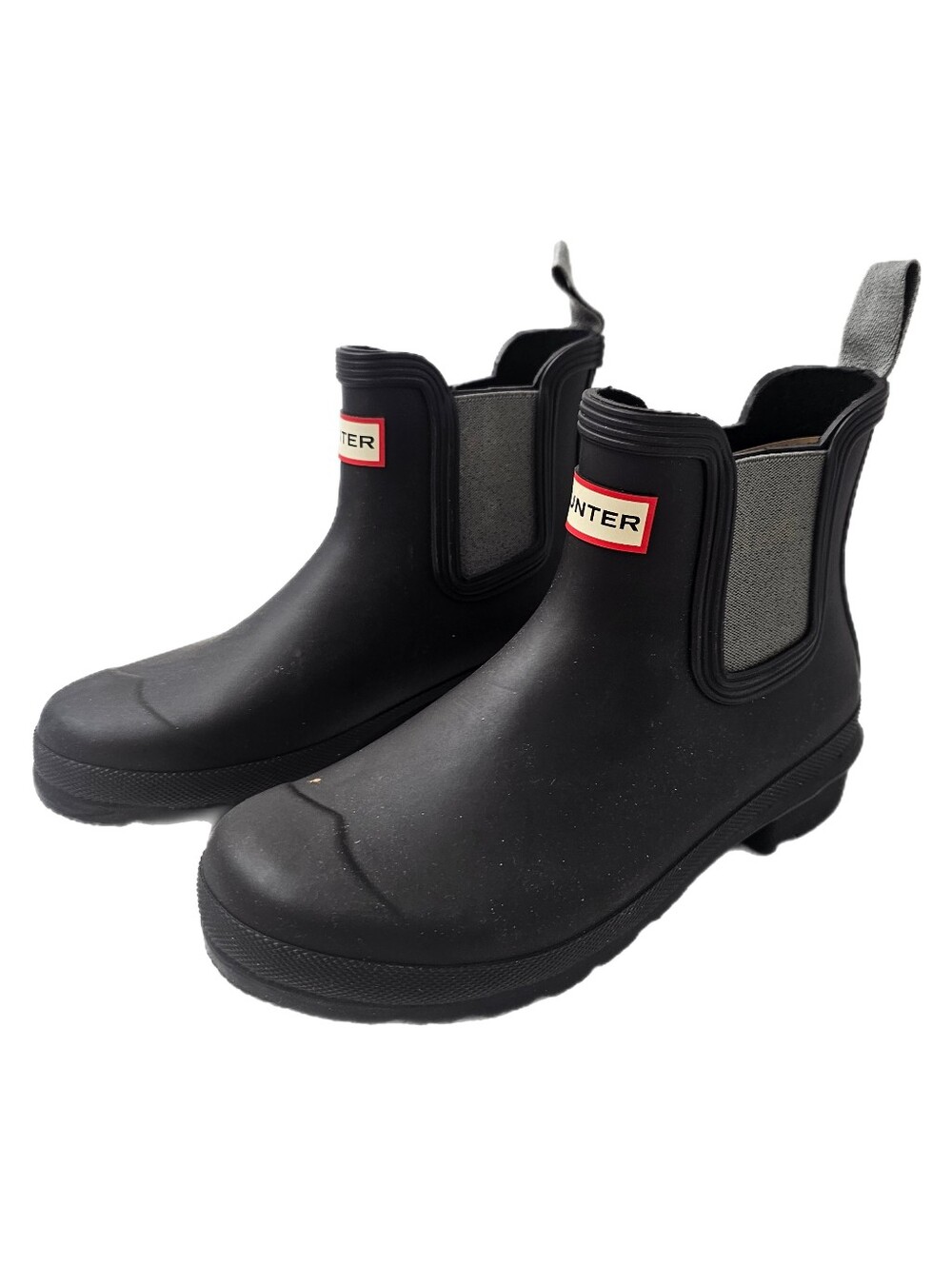 Hunter Original Chelsea Waterproof Rain Boots Black Tundra Grey Womens 7 NWOB